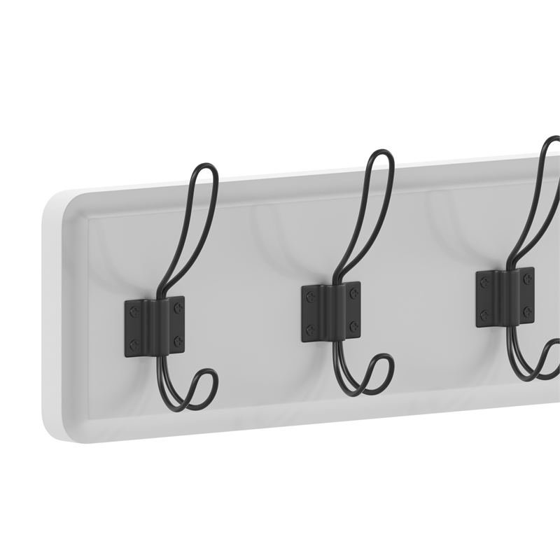 Pemberly Row Vintage Wall Mounted Storage Rack with 7 Hooks in White