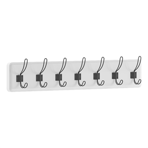 Pemberly Row Vintage Wall Mounted Storage Rack with 7 Hooks in White