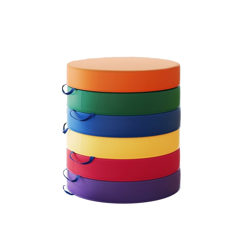 Pemberly Row Plastic Classroom Floor Cushions with Handles in Primary Colors