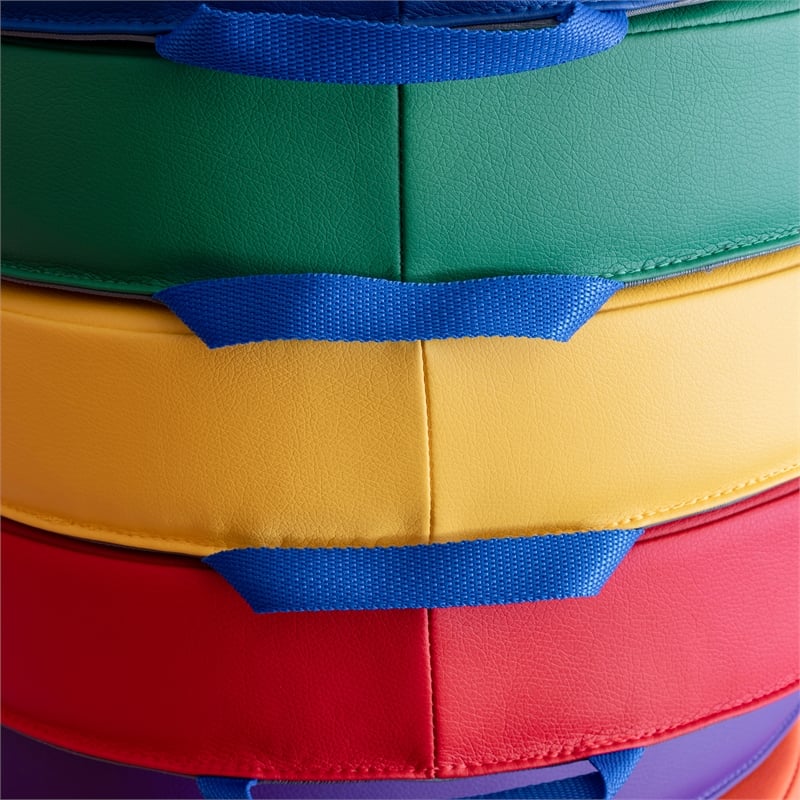 Pemberly Row Plastic Classroom Floor Cushions with Handles in Primary Colors