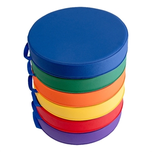 Pemberly Row Plastic Classroom Floor Cushions with Handles in Primary Colors