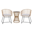 Pemberly Row Boho Rattan Rope Bistro Set with Side Table in Natural