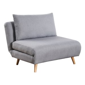 Pemberly Row Convertible Tri-Fold Chair with Pillow & Hideaway Legs - Light Gray