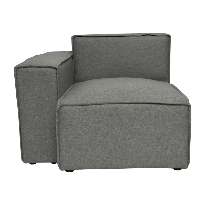 Pemberly Row Modular Sectional Sofa Left Side Chair with Armrest in Dark Gray