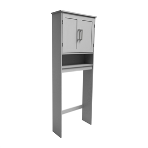 Pemberly Row Over the Toilet Cabinet with Shelves & Magnetic Doors in Gray