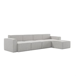 Pemberly Row 5 Piece Modular Sectional Sofa with Ottoman in Cream