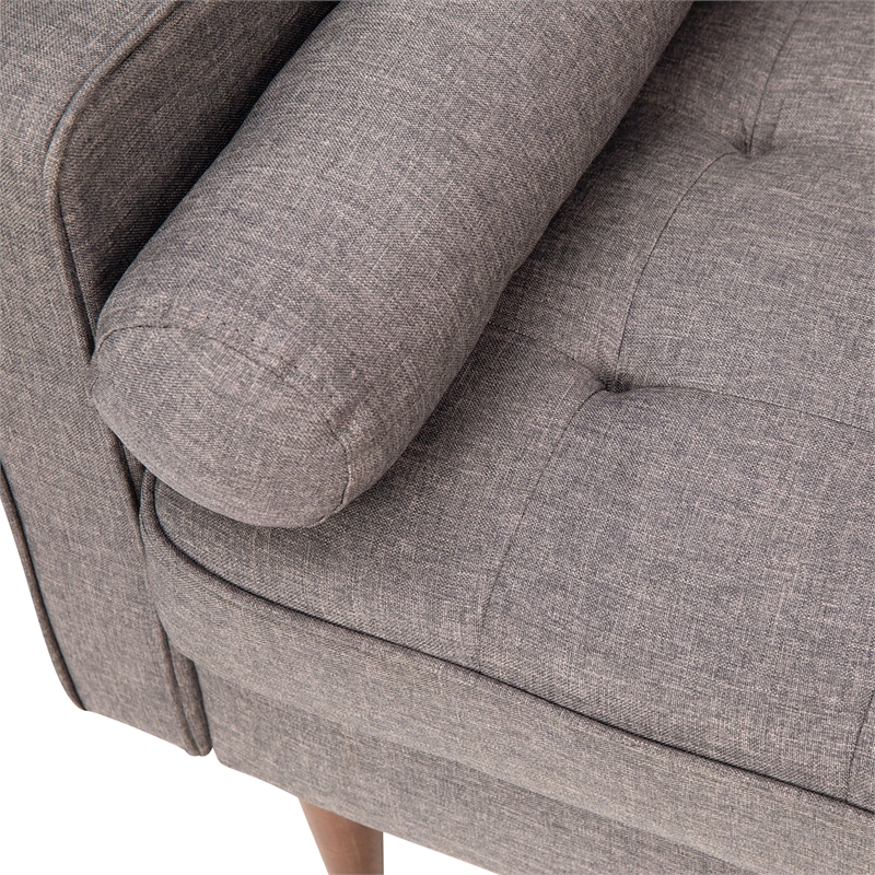Pemberly Row Compact Upholstered Tufted Sofa with Wooden Legs in Slate Gray