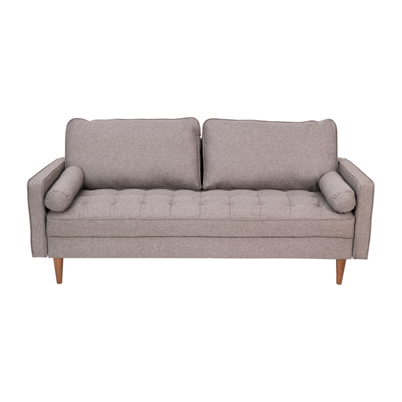 Pemberly Row Compact Upholstered Tufted Sofa with Wooden Legs in Slate Gray