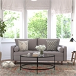Pemberly Row Compact Upholstered Tufted Sofa with Wooden Legs in Slate Gray