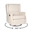 Pemberly Row Wingback Manual Rocking Glider Recliner with 360 Swivel in Cream