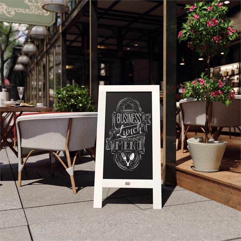 Pemberly Row White Wood A-Frame Magnetic Chalkboard Set with Markers & Stencils