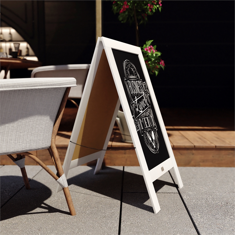 Pemberly Row White Wood A-Frame Magnetic Chalkboard Set with Markers & Stencils
