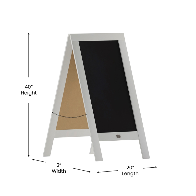Pemberly Row White Wood A-Frame Magnetic Chalkboard Set with Markers & Stencils