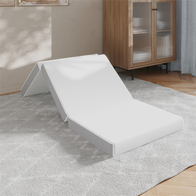 Pemberly Row Tri-Fold Cooling Memory Foam Cot Mattress in a Box