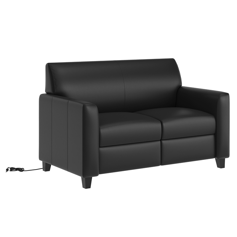 Pemberly Row Loveseat with Clean Line Stitched Frame in Black