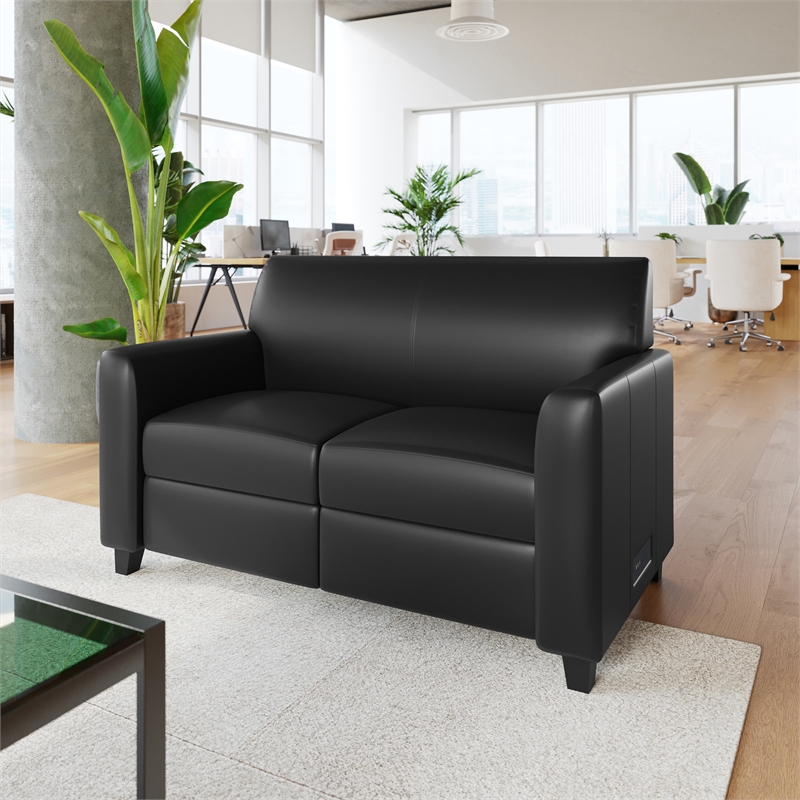 Pemberly Row Loveseat with Clean Line Stitched Frame in Black