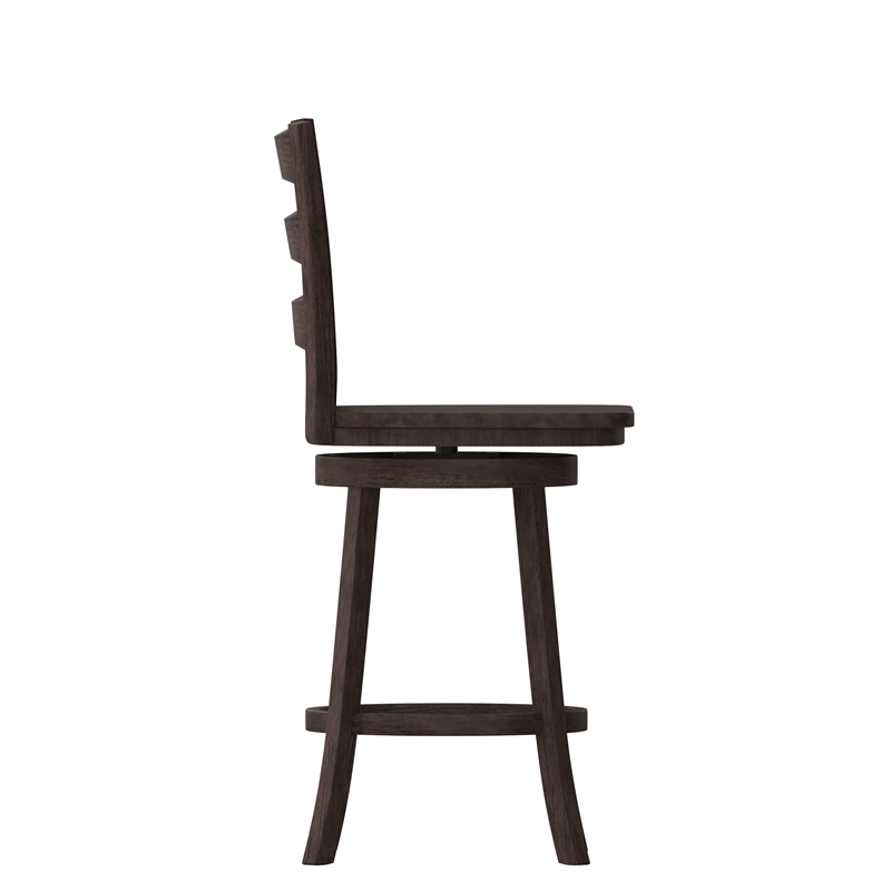Pemberly Row Wooden Swivel Counter Height Stool in Gray Wash Walnut