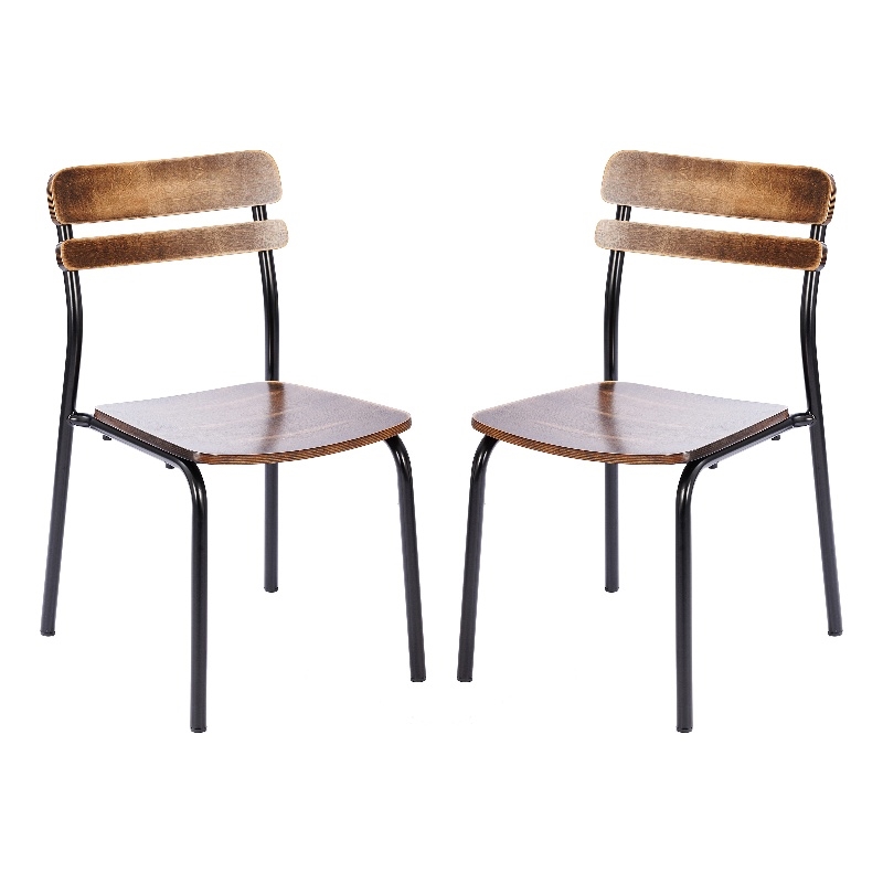 Pemberly Row Set of 2 Solid Wood Dining Chairs with Black Frame - Antique Copper