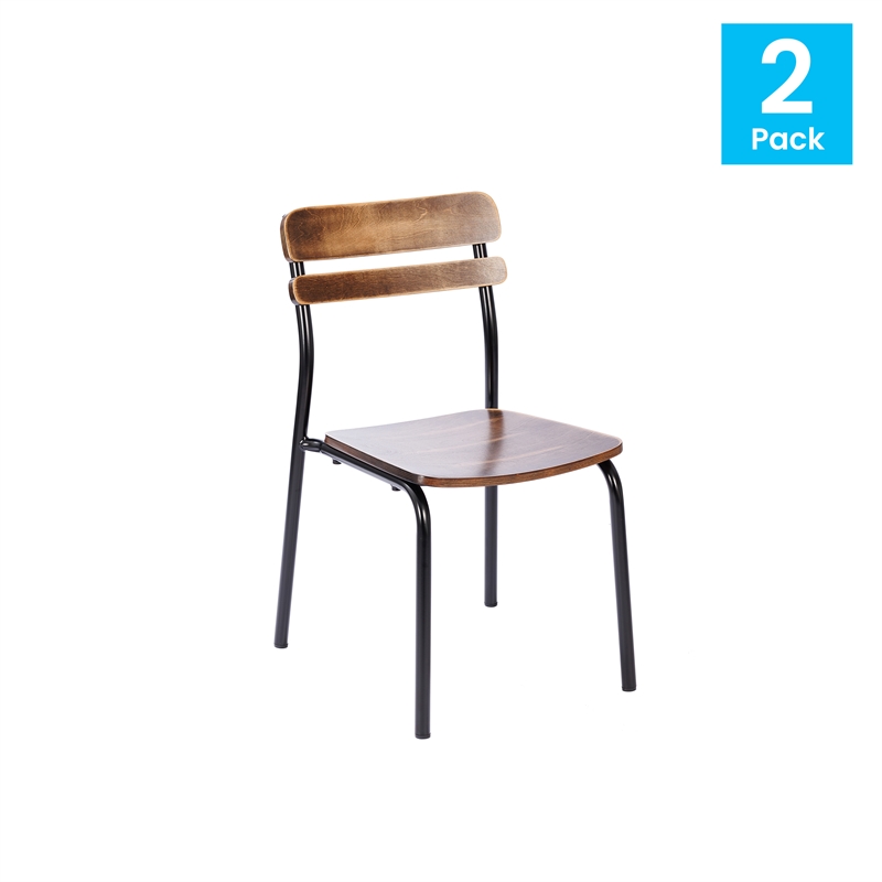 Pemberly Row Set of 2 Solid Wood Dining Chairs with Black Frame - Antique Copper