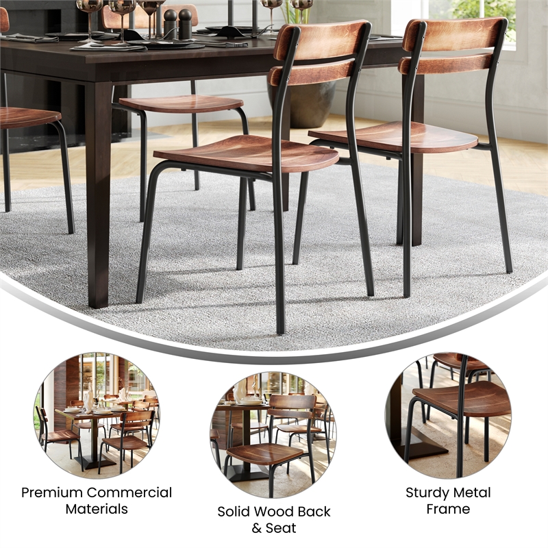 Pemberly Row Set of 2 Solid Wood Dining Chairs with Black Frame - Antique Copper