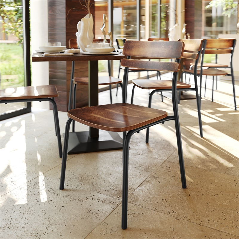 Pemberly Row Set of 2 Solid Wood Dining Chairs with Black Frame - Antique Copper