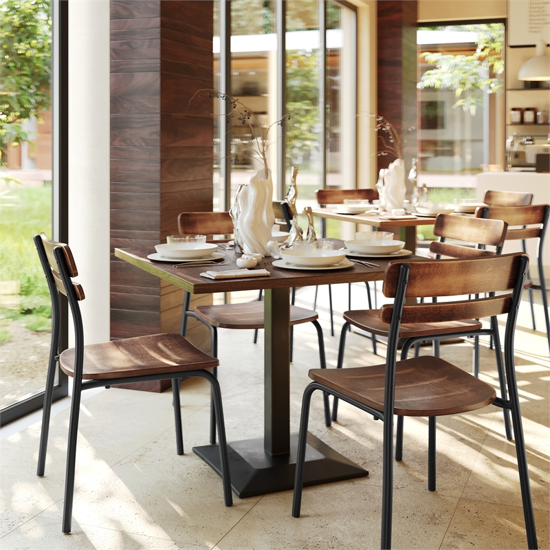 Pemberly Row Set of 2 Solid Wood Dining Chairs with Black Frame - Antique Copper