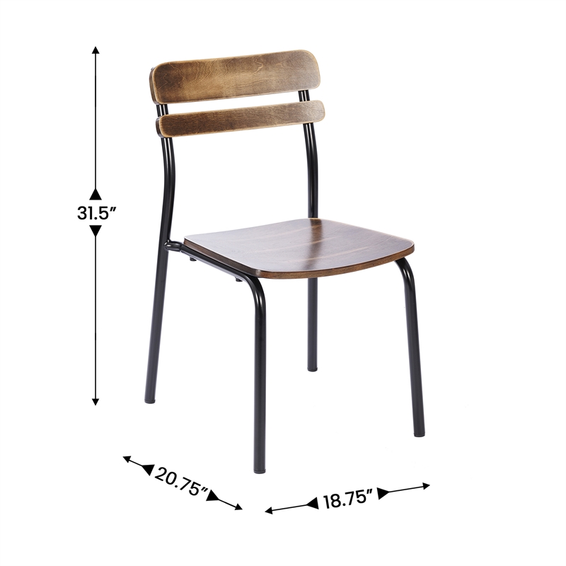 Pemberly Row Set of 2 Solid Wood Dining Chairs with Black Frame - Antique Copper