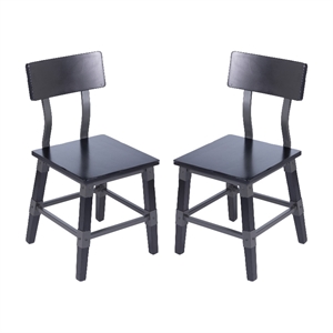 Pemberly Row Set of 2 Rustic Black Industrial Style Wood Dining Chairs