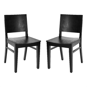 Pemberly Row Set of 2 Solid Wood Dining Chairs with Curved Backrest in Black
