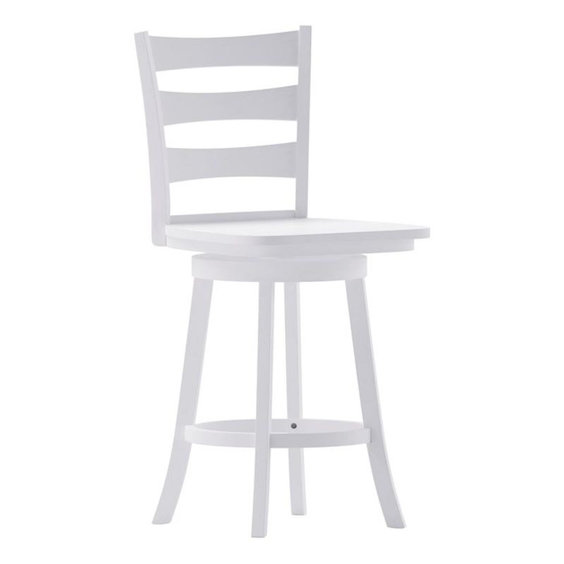 Pemberly Row Wooden Swivel Counter Height Stool in Antique White Wash