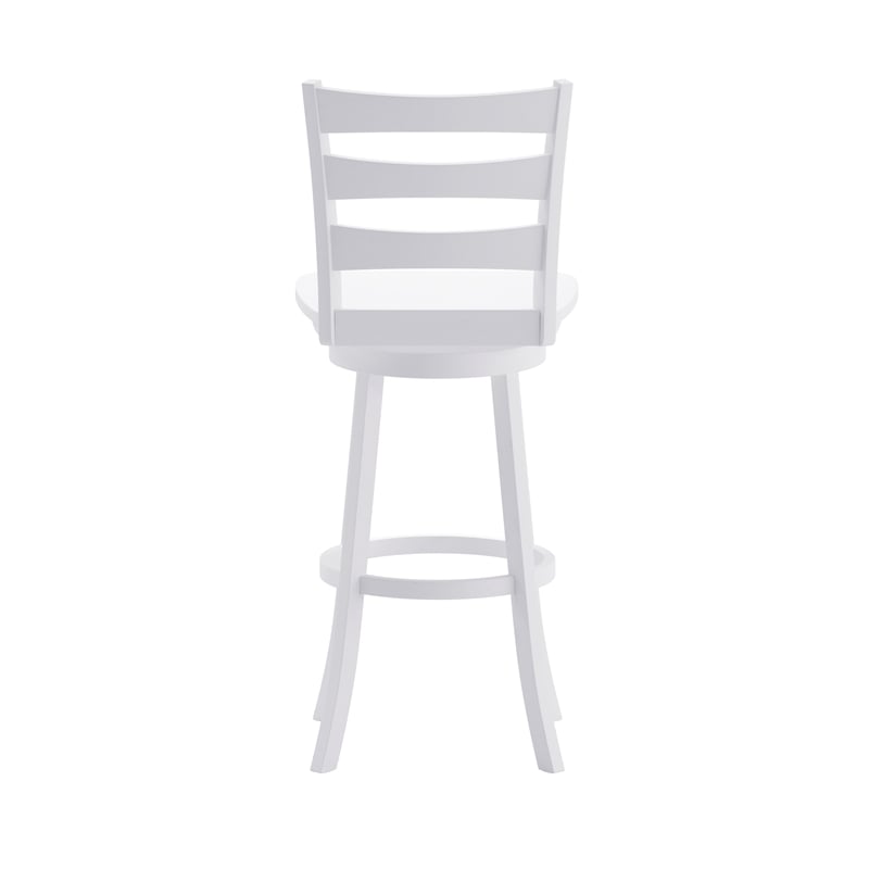 Pemberly Row Wooden Swivel Bar Height Stool in Antique White Wash