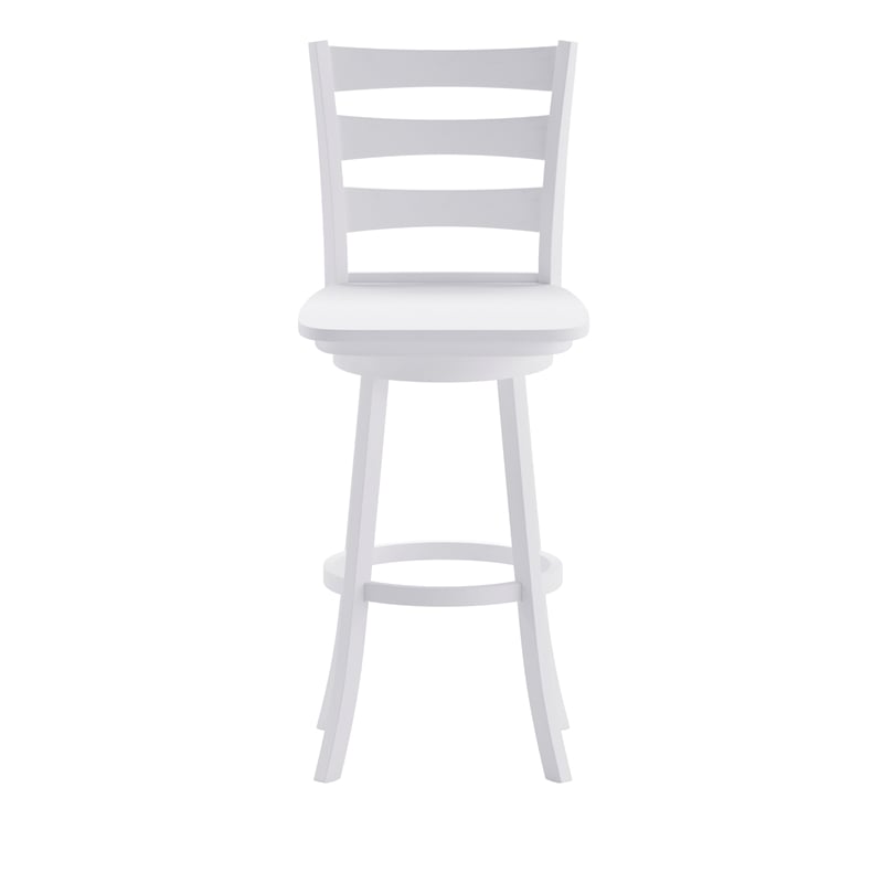 Pemberly Row Wooden Swivel Bar Height Stool in Antique White Wash
