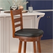 Pemberly Row Ladderback Wooden Swivel Bar Stools in Antique Oak/Black