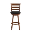 Pemberly Row Ladderback Wooden Swivel Bar Stools in Antique Oak/Black