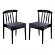 Pemberly Row Black Wooden Dining Chairs with Black Seat Set of 2