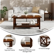 Pemberly Row Solid Wood Farmhouse Coffee Table with Lower Shelf in Walnut
