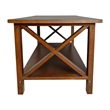 Pemberly Row Solid Wood Farmhouse Coffee Table with Lower Shelf in Walnut