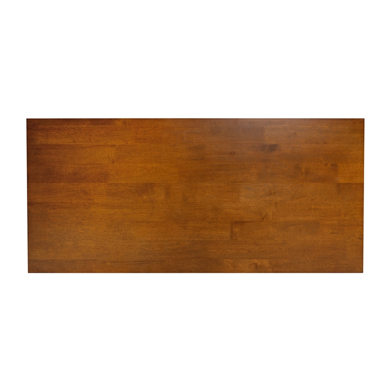 Pemberly Row Solid Wood Farmhouse Coffee Table with Lower Shelf in Walnut
