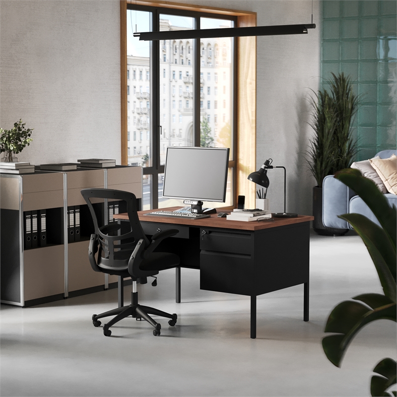 Pemberly Row 30x48 Right Side Single Pedestal Desk with 3 Locking Drawers