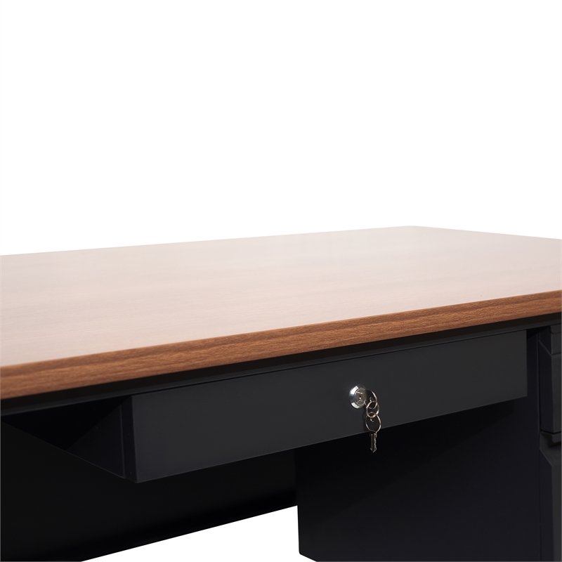Pemberly Row 30x60 Right Side Single Pedestal Desk with 3 Locking Drawers