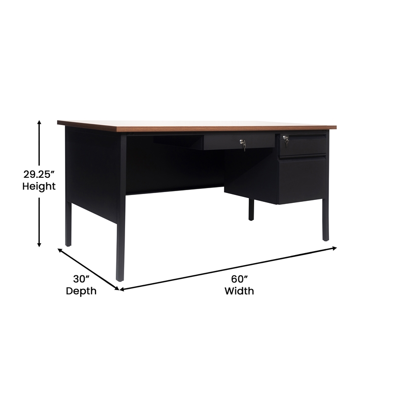 Pemberly Row 30x60 Right Side Single Pedestal Desk with 3 Locking Drawers