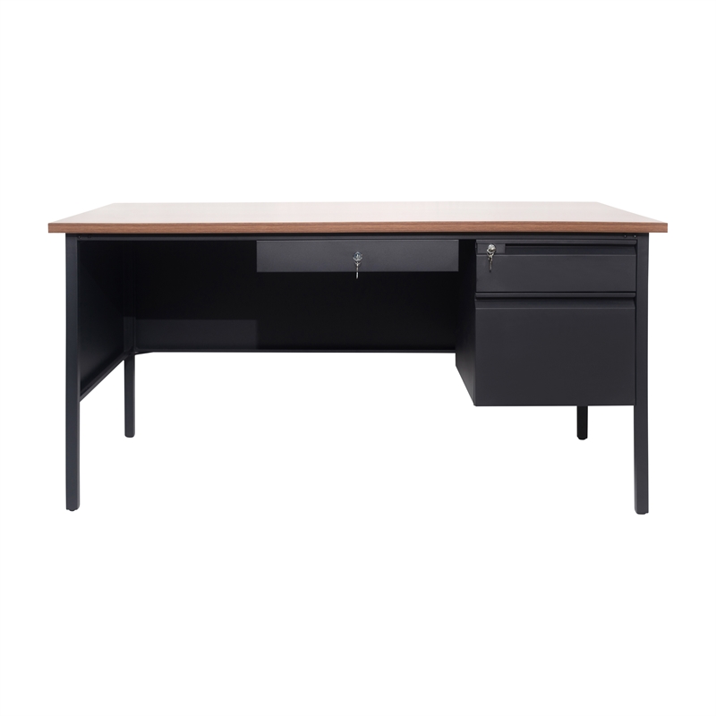 Pemberly Row 30x60 Right Side Single Pedestal Desk with 3 Locking Drawers