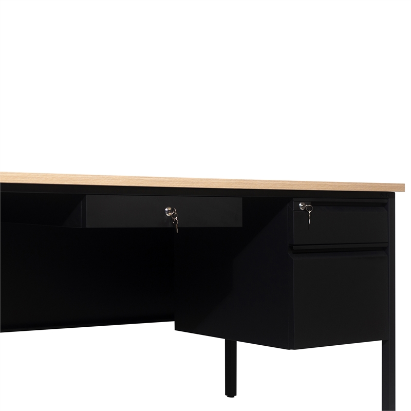 Pemberly Row 30x70 Right Side Single Pedestal Desk with 3 Locking Drawers