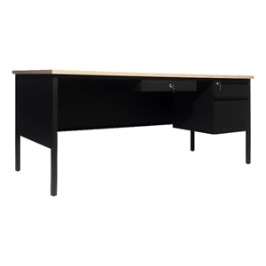 Pemberly Row 30x70 Right Side Single Pedestal Desk with 3 Locking Drawers