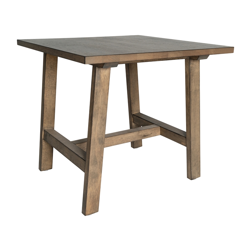 Pemberly Row Solid Wood Farmhouse Trestle Style End Table in Rustic Brown