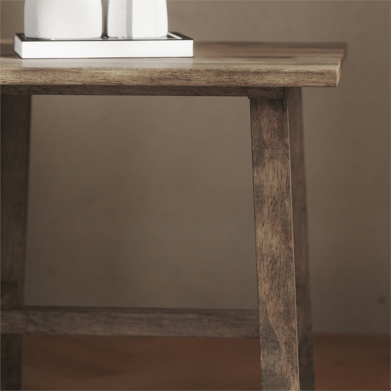 Pemberly Row Solid Wood Farmhouse Trestle Style End Table in Rustic Brown
