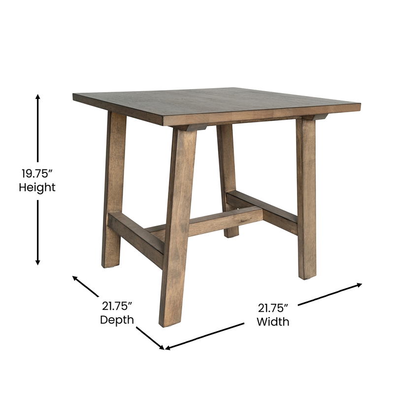 Pemberly Row Solid Wood Farmhouse Trestle Style End Table in Rustic Brown