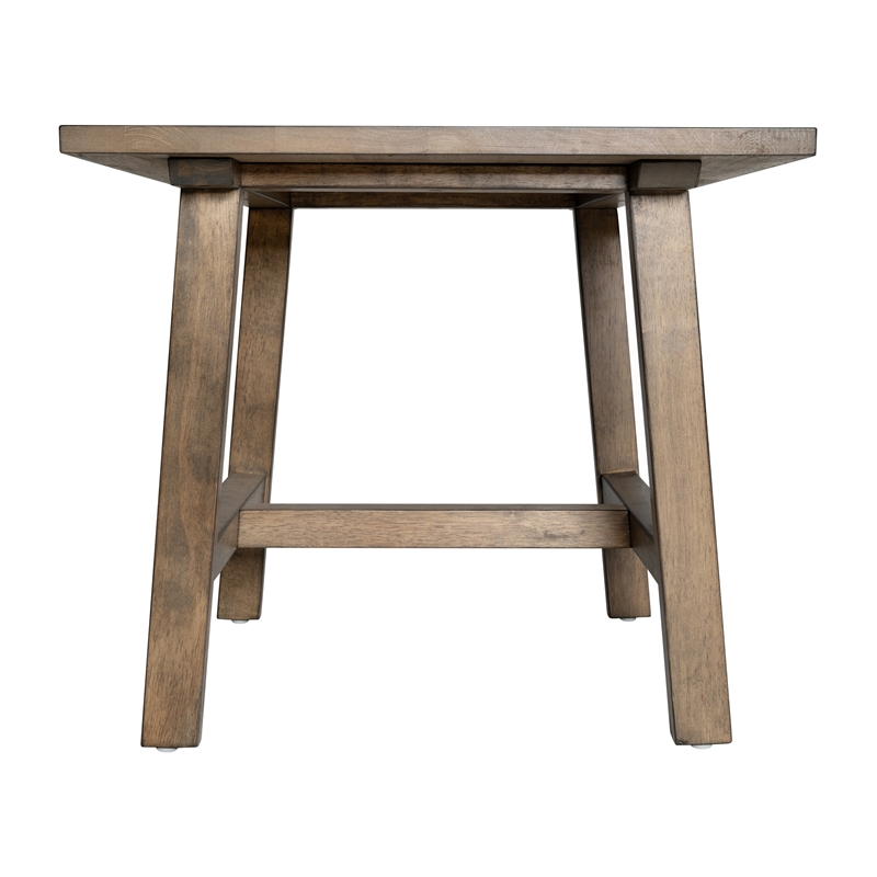 Pemberly Row Solid Wood Farmhouse Trestle Style End Table in Rustic Brown