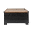 Pemberly Row Farmhouse Coffee Table with Hinged Lift Top & Storage in Black/Oak