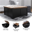 Pemberly Row Farmhouse Coffee Table with Hinged Lift Top & Storage in Black/Oak